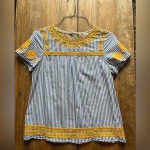 Boden Short Sleeve Embroidered Top